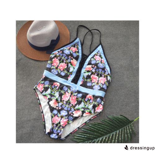 Bikini 1 mảnh vải hoa đan dây thời trang nữ quyến rũ trẻ trung | BigBuy360 - bigbuy360.vn