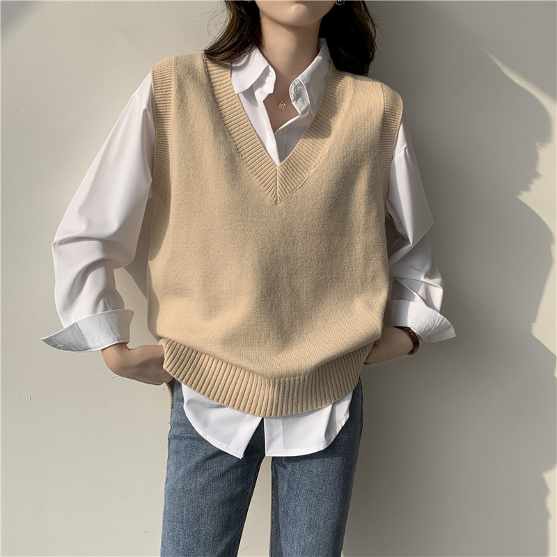 Áo sweater không tay cổ chữ V dành cho phái đẹp