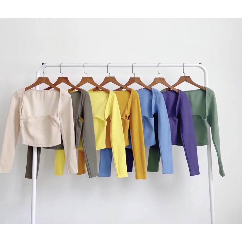 Basic Croptop▪ÁO CROPTOP KHOÉT NÁCH TAY DÀI