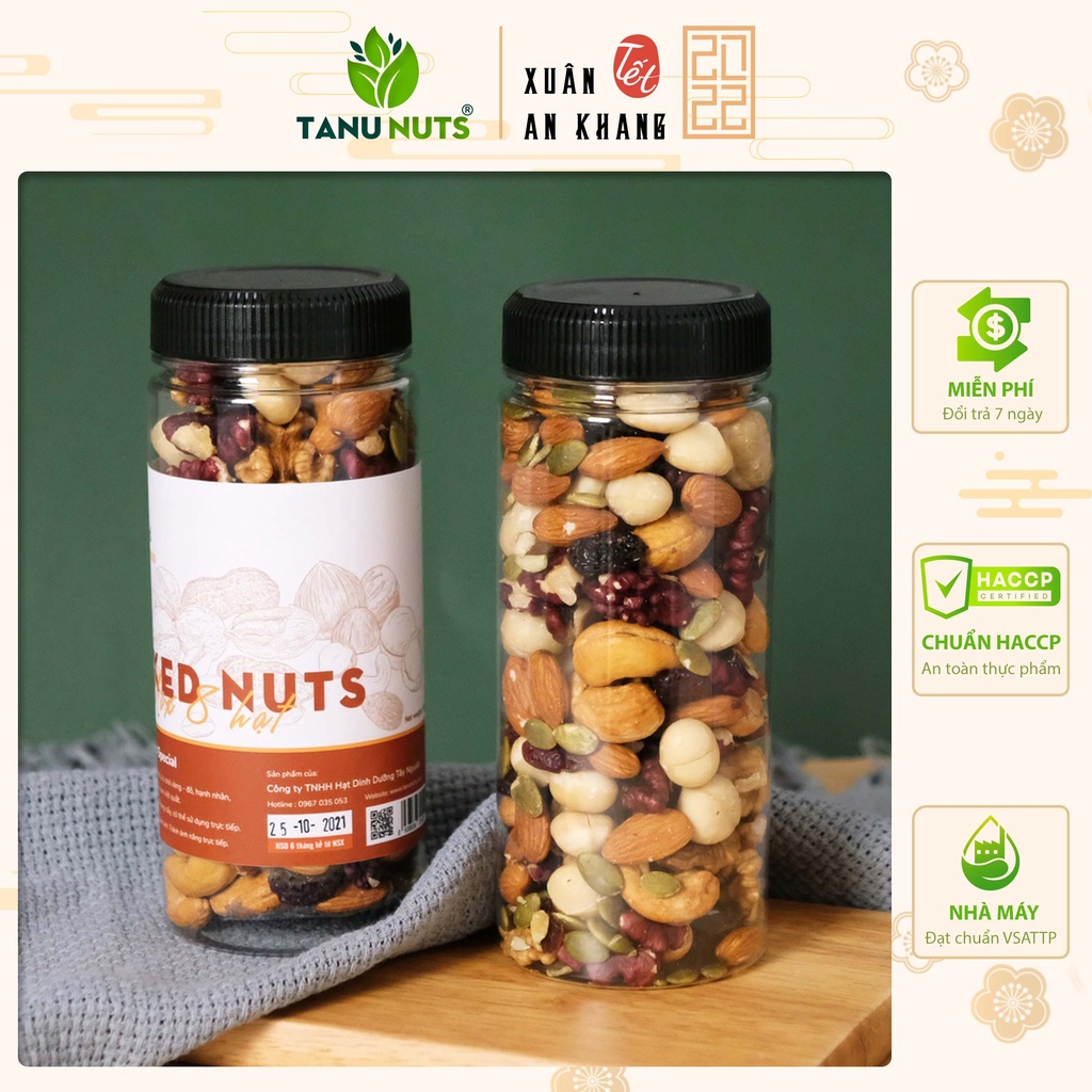 Hạt mix dinh dưỡng granola 8 loại hạt, ngũ cốc bà bầu gồm macca, óc chó, hạnh nhân, điều, bí xanh, nho, việt quất