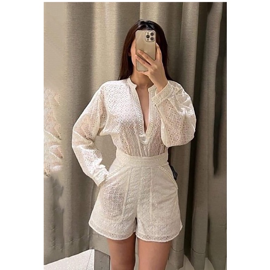 Set áo và quần thêu hoa kèm ảnh thật