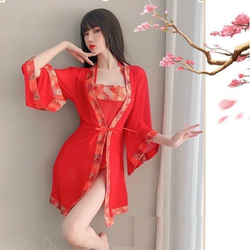 Váy Ngủ Cosplay Cô Gái Màu Đỏ Sexy - Khuyến Rũ