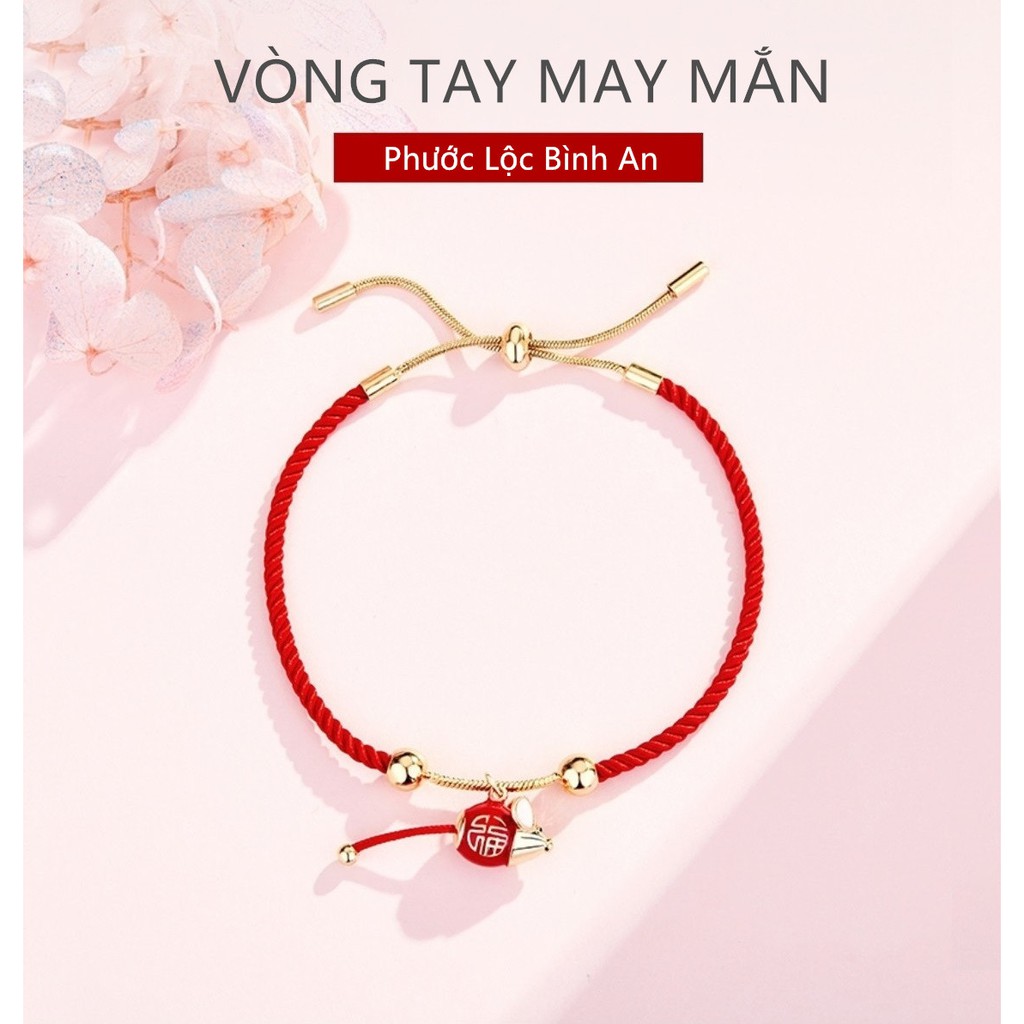 Vòng Tay/Lắc Tay Chuột Sứ Dây Đỏ Phong Thủy May Mắn Phước Lộc Bình An Đảm Bảo Chất Lượng - Bảo hành 2 năm