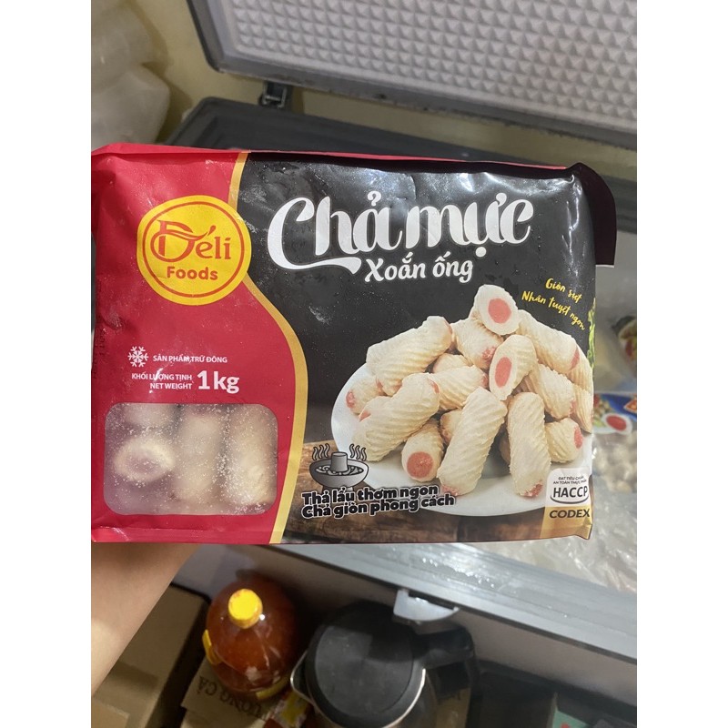 chả mực xoắn ống deli
