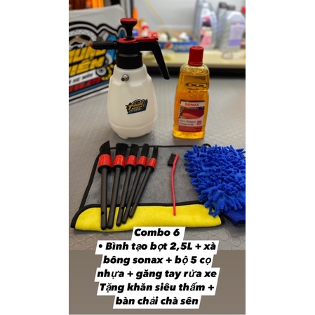 Bình tạo bọt tuyết cầm tay 3L + có van bơm   + Combo rửa xe tại nhà