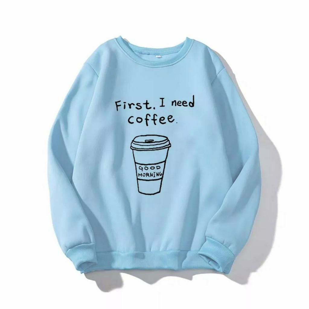 Áo sweater nỉ unisex form rộng Coffee nam nữ phong cách ulzzang