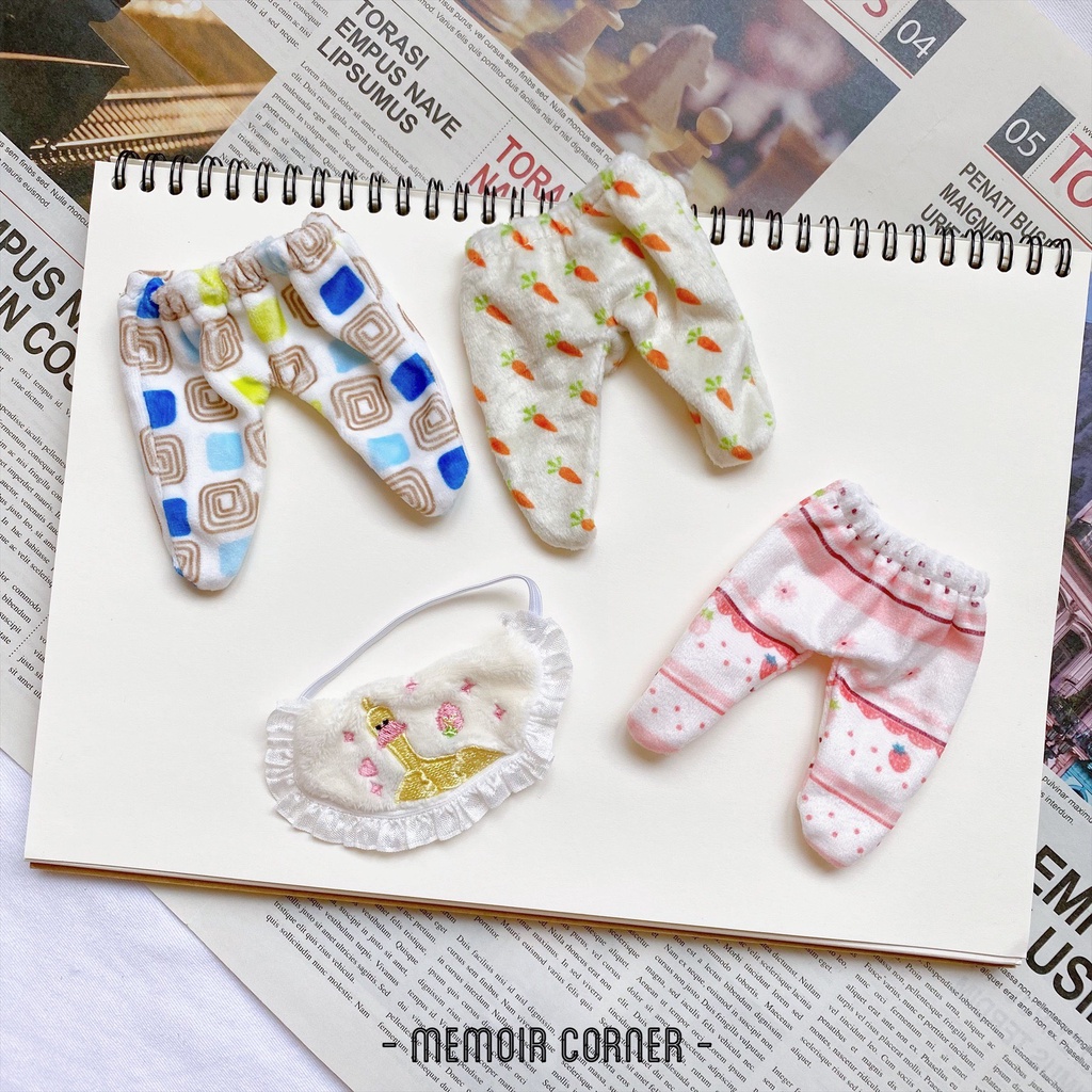 Outfit cho Doll 20cm - Yếm cổ & Tất chân / tủ đồ Taobao