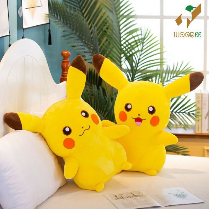 Thú bông Pikachu size 25cm - vải co giản, mềm mịn, ruột dồn bông trắng 100%quà tặng cho bé - gấu nhồi bông