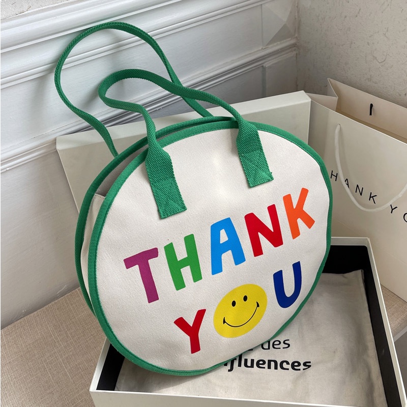 Túi Đeo Vai Bằng Vải Canvas Hình Tròn Cỡ Lớn 2022 Thời Trang Xuân Hè Cho Nữ