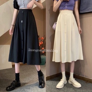 chân váy xoè, váy midi dáng dài 5 cúc, m804