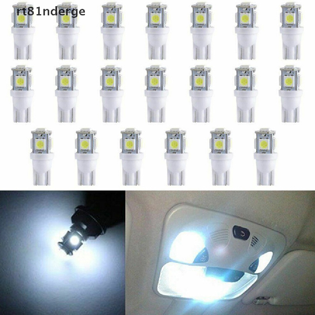 【ge】 10Pcs White T10 Wedge 5-SMD 5050 5W5 LED License Plate Bulbs Indicator Light .