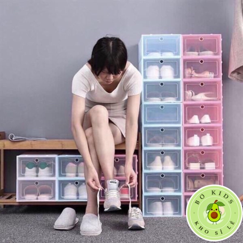 Hộp Đựng Giày Dép Nắp Nhựa Cứng Trong Suốt, Size lớn Chịu Lực 4kg