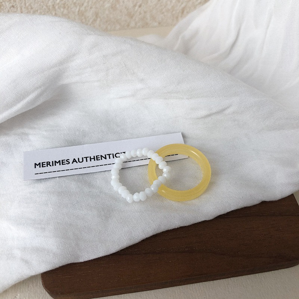 Set 2 Nhẫn Nhựa Màu Trơn Phong Cách Cổ Điển