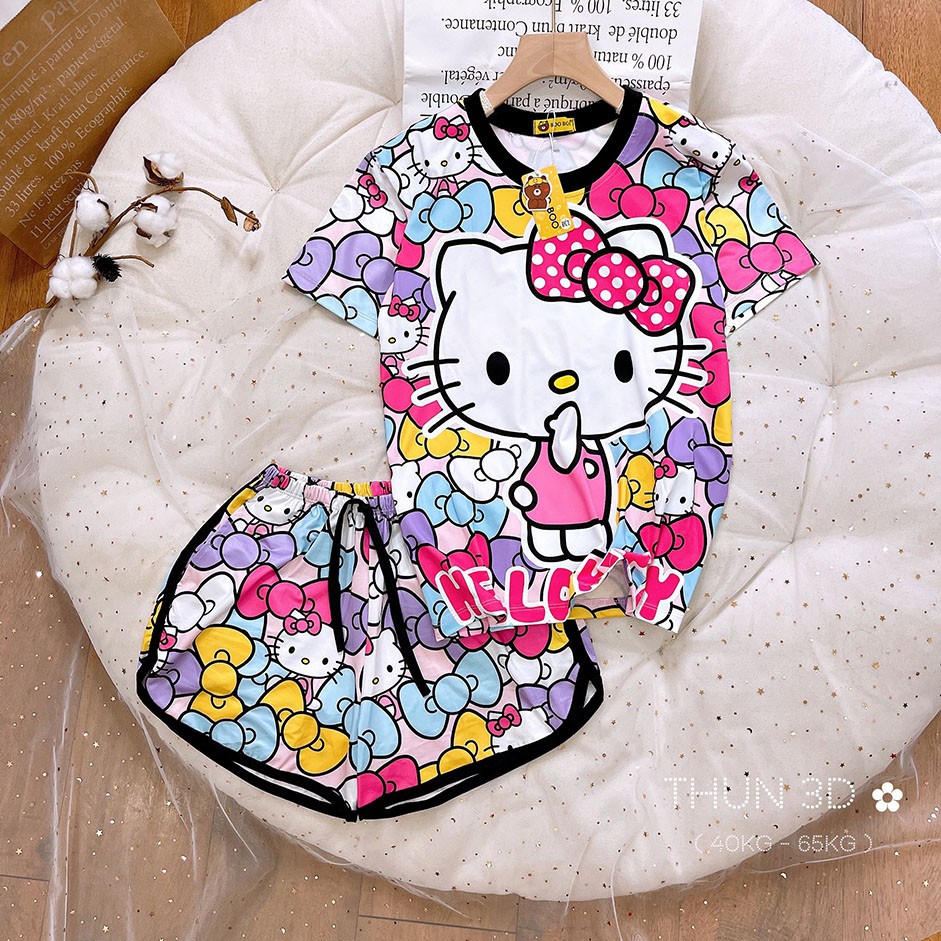 Bộ Ngủ Pijama Thun Lạnh 3D Cao Cấp Tay Ngắn Quần Đùi Họa Tiết Hoạt Hình Dễ Thương P2
