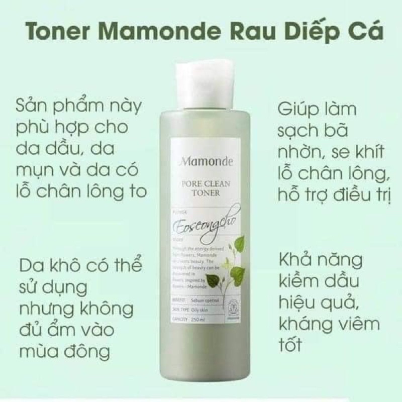 Toner Mamonde Diếp Cá Pore Clean Eoseongcho