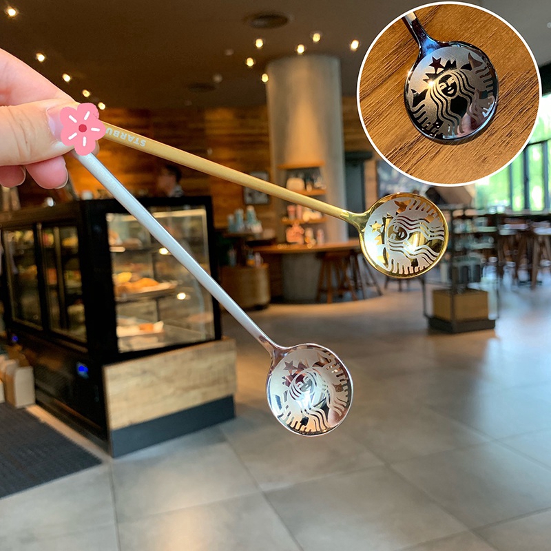 Muỗng Cà Phê Inox Cán Dài In Hình Starbucks