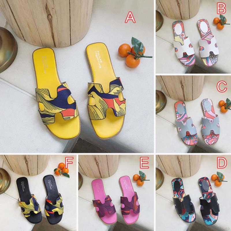 [Lisa]Women's Fashion Versatile Printed Flat-bottomed  Sandals