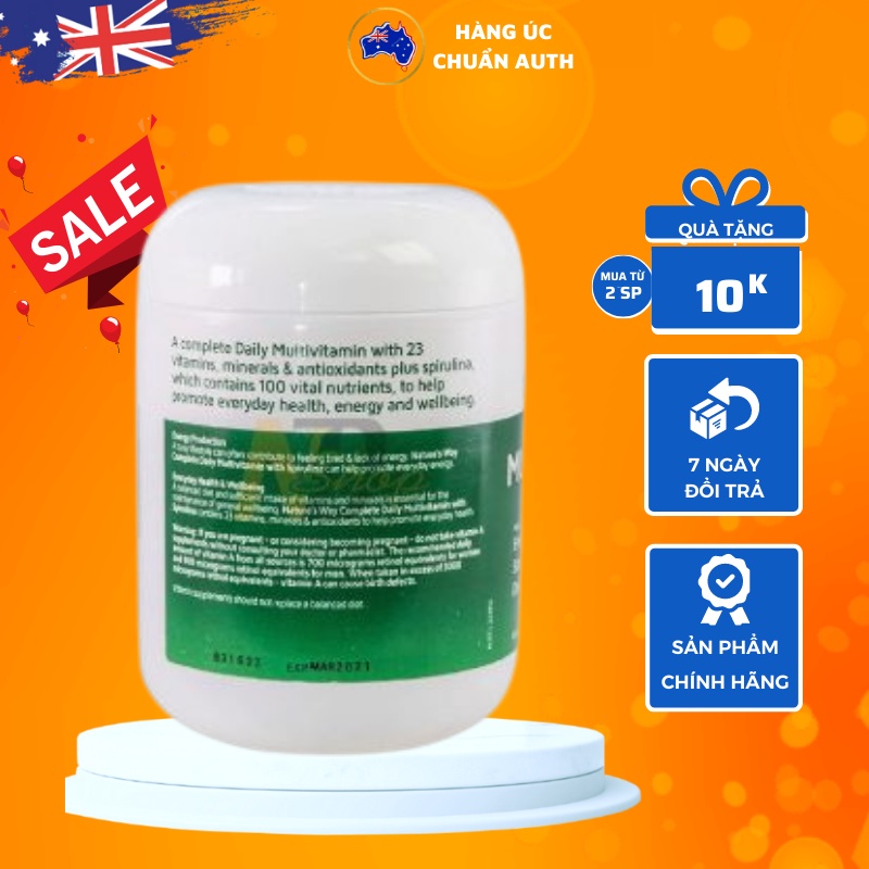 Viên uống Vitamin tổng hợp của Úc Nature’s Way Complete Daily Multivitamin 200 Viên