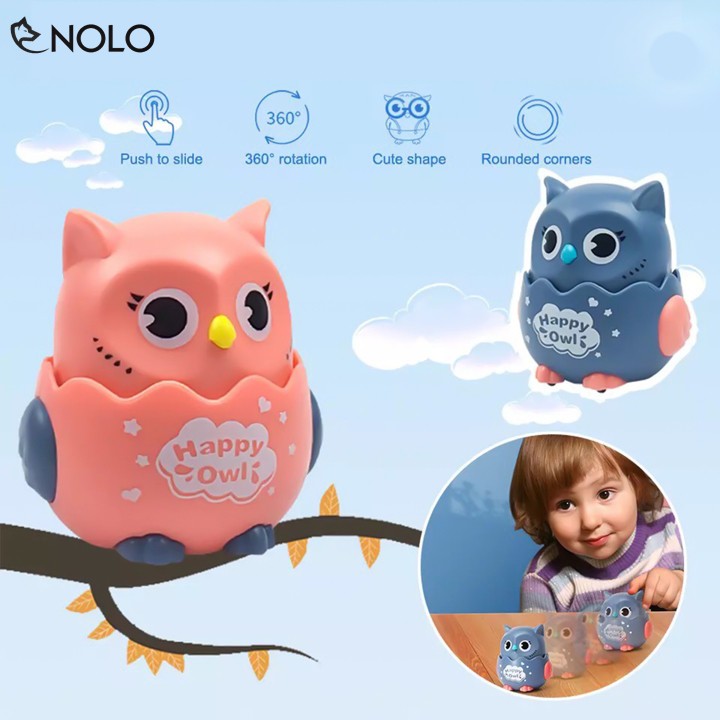 Combo 2 Đồ Chơi Chú Chim Cú Nhấn Vào Đầu Là Tự Chạy Không Cần Dùng Pin Nhựa PP An Toàn