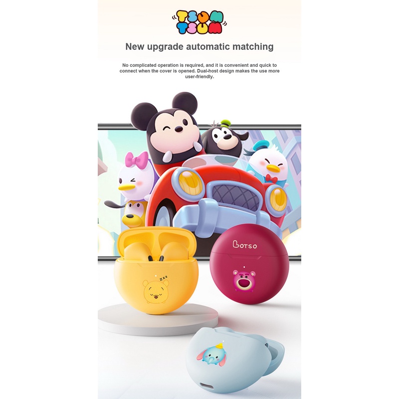 Tai Nghe Nhét Tai Bluetooth 5.0 D10 Không Dây Hình Gấu Pooh Dễ Thương