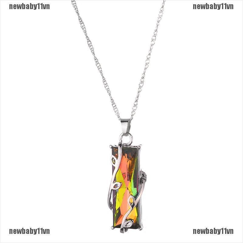 Vòng cổ Dài Mặt Đá Pha Lê Cầu Vồng