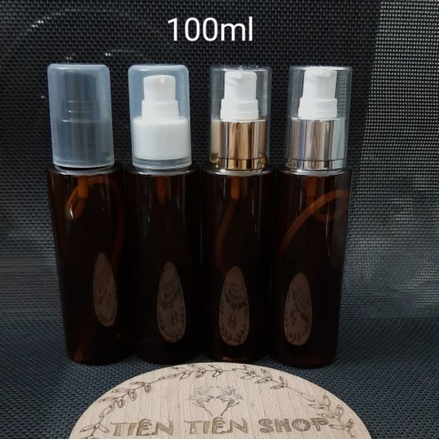 Chai nhựa nâu 100ml vai vuông đầu xịt giọt