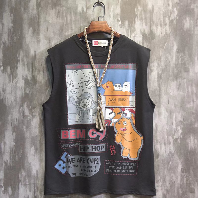 Áo Thun Ba Lỗ In Hoạt Hình Anime Phong Cách Harajuku Thời Trang Cho Nam Và Nữ