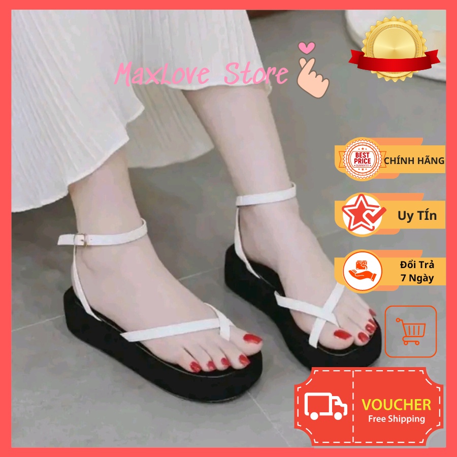 Giày Sandal xỏ ngón dây chéo mảnh đế bánh mì 3cm đế bằng