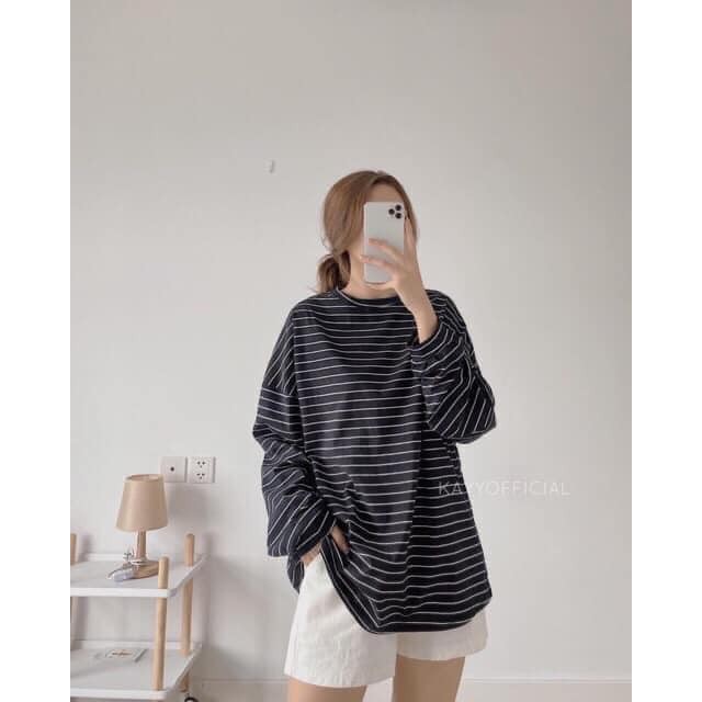 Áo Thun Kẻ Oversize (Áo Thun Unisex Form Rộng) | BigBuy360 - bigbuy360.vn