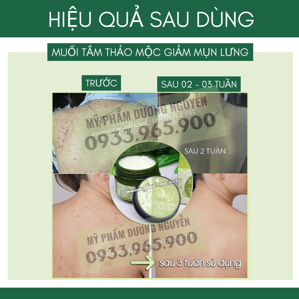 Muối Tắm Giảm Mụn Lưng - Nang Lông - Sạch Thâm Mông Và Thâm Vùng Kín Tinh Chất Muối Biển Tràm Trà 220gr