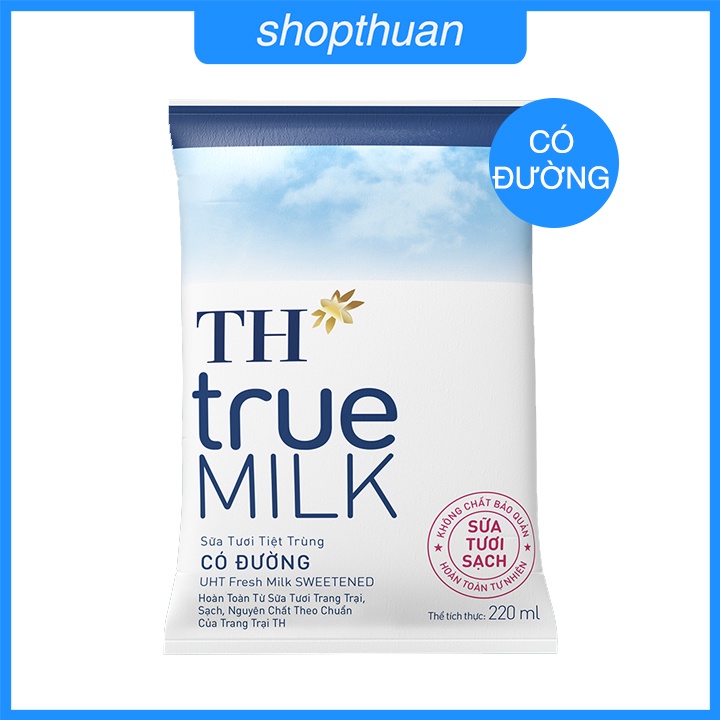 Thùng 48 bịch sữa tươi tiệt trùng có đường TH true MILK 220ml ( bịch giấy ) - HSD : 25/4/22