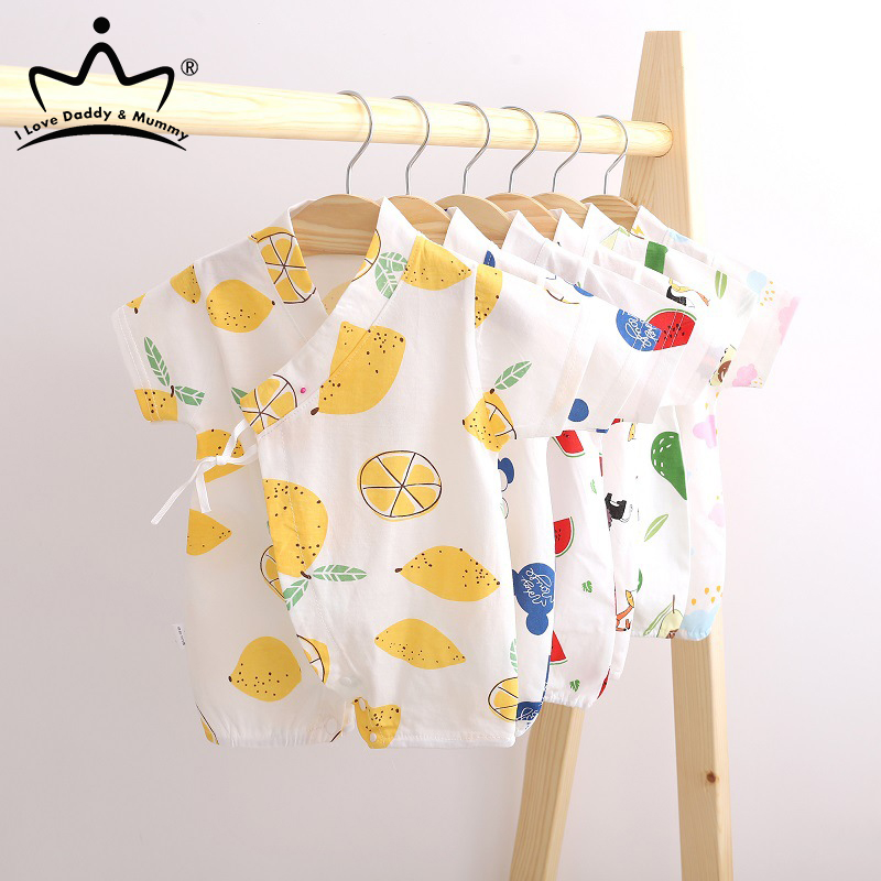 Áo liền quần ngắn bằng cotton kiểu kimono thời trang hè xinh xắn cho bé trao và gái