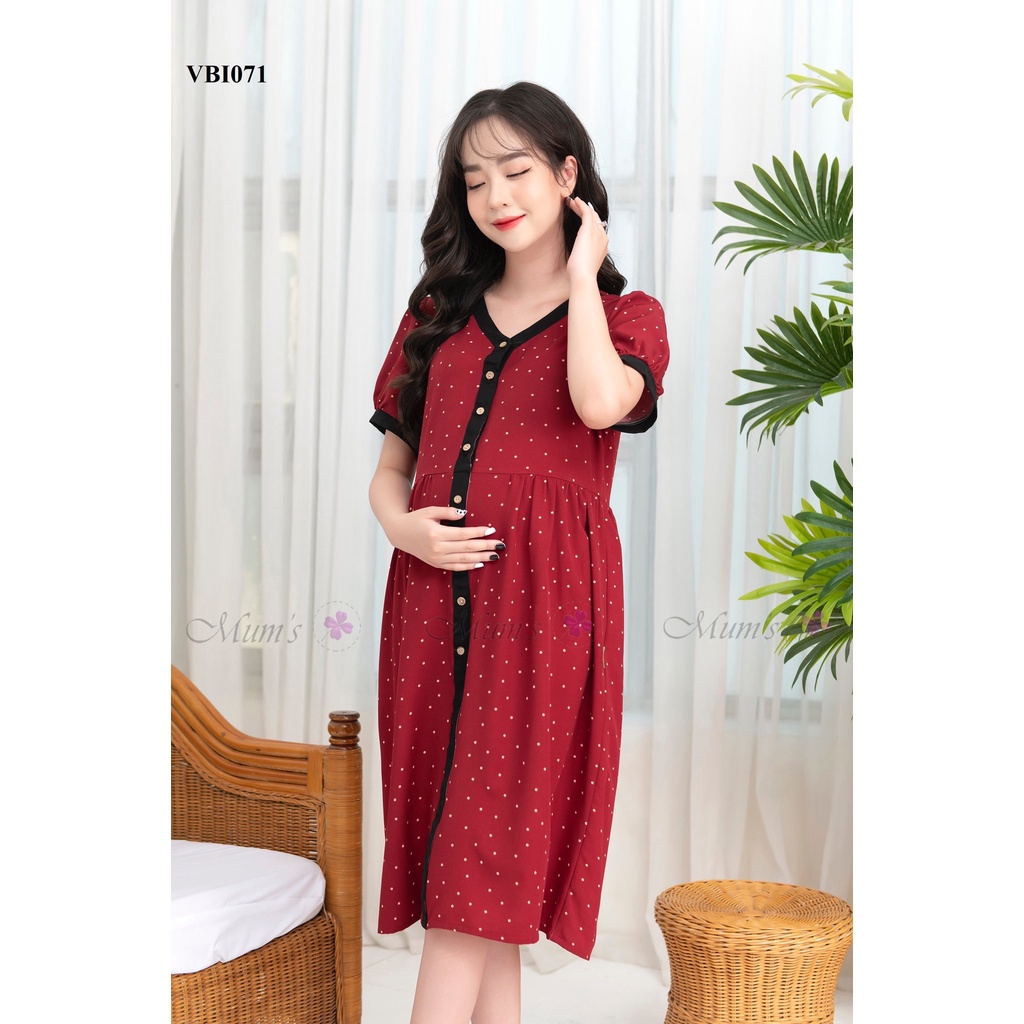 ĐẦM BẦU CÔNG SỞ MUM'S SHOP  FREESHIP  Váy bầu xinh mùa hè bi mận cổ tim