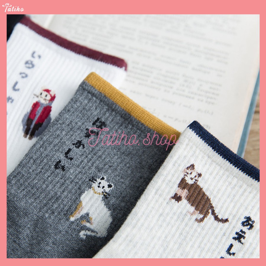 [Hàng Xịn, Giá Tốt] Vớ Tất Đeo Chân Họa Tiết Mèo Màu Cổ Điển Đẹp Nam Nữ - Mã TV001