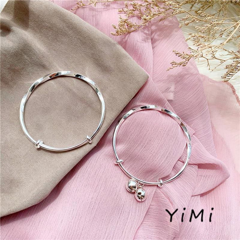 Vòng tay bạc s925 sterling mạ điện kiểu gợn sóng có thể điều chỉnh dành cho nữ