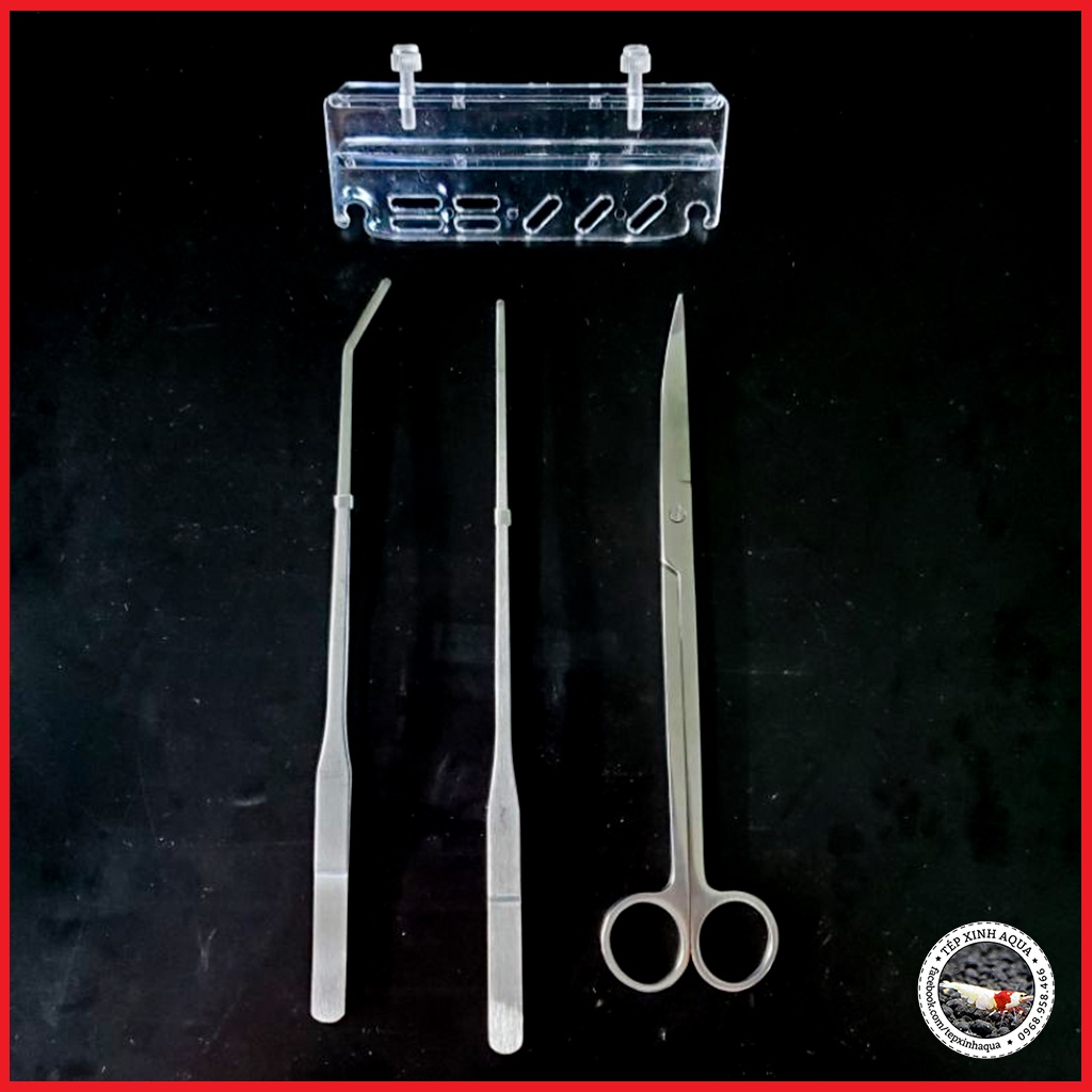 Bộ dụng cụ chăm sóc cây thủy sinh cơ bản - Kéo + Nhíp cong + Nhíp thẳng + San nền - chất liệu inox (