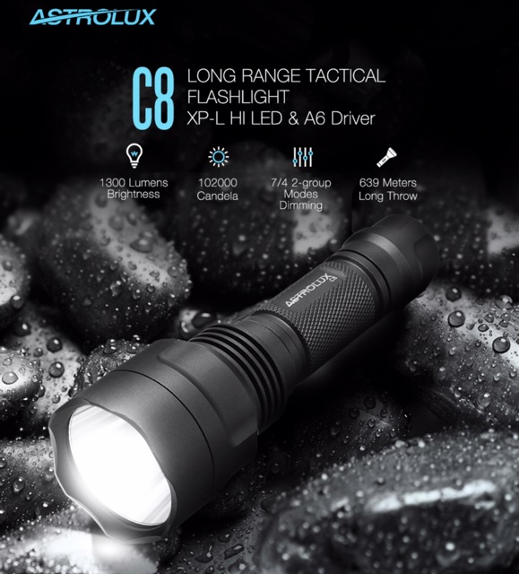 Đèn Pin Cầm Tay Astrolux C8 XPL Hi 1300lm Chiếu Xa 639m Driver BLF A6 7/4 Mode EDC Led Flashlight Pin 18650