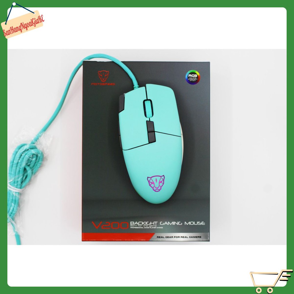 CHUỘT MOTOSPEED V200 (XANH) Gaming mouse có LED RGB thay đổi theo DPI - hàng chính hãng