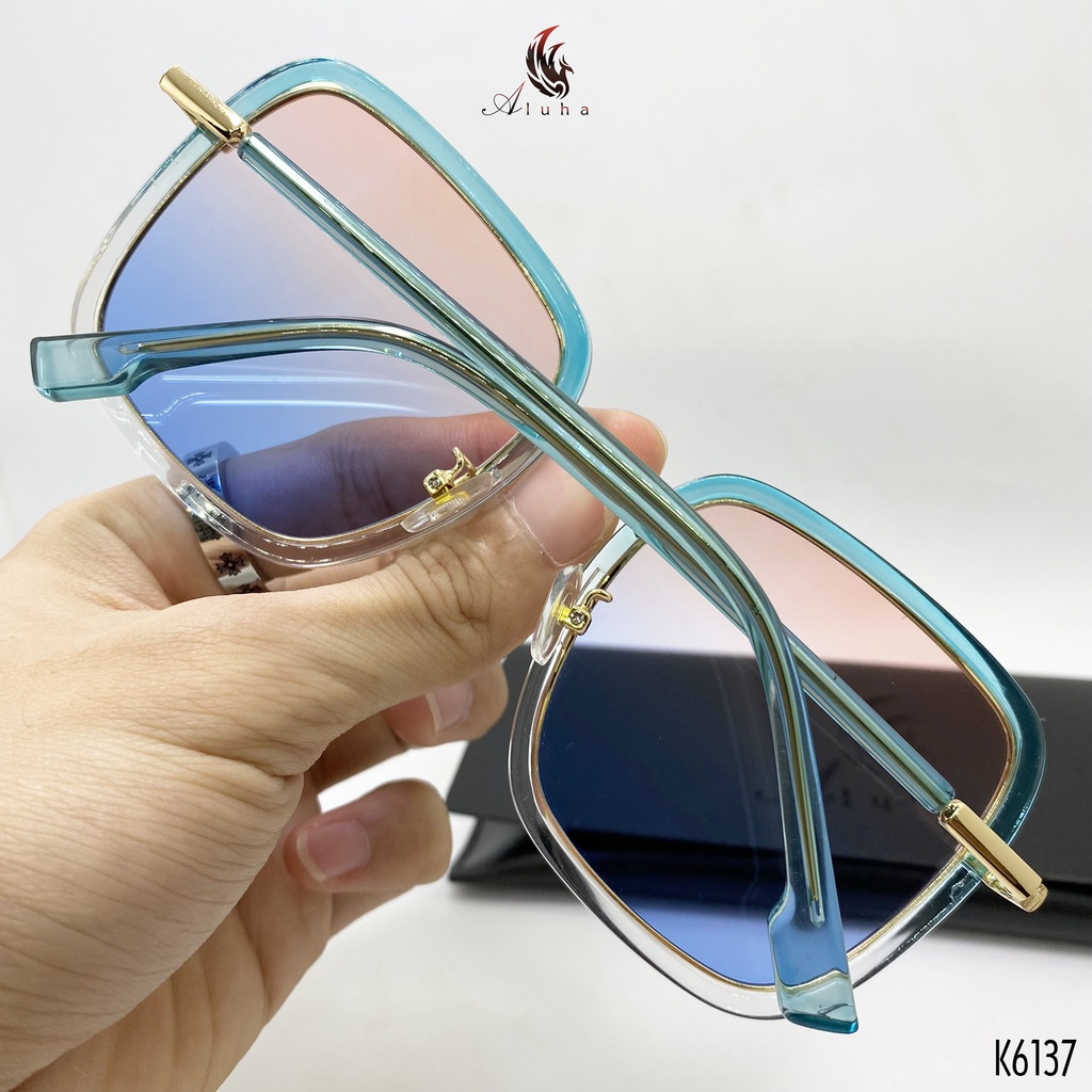 Kính mát nữ chống tia cực tím, tròng vuông bo tròn, màu gradient sành điệu bắt mắt, thiết kế tinh tế - K6137 - Aluha