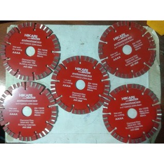 Đĩa cắt bê tông (Bộ 5 đĩa) lưỡi cắt bê tông,  ngoài 129mm, lỗ 22mm -  Hikari Thái lan siêu bền cho máy phay cắt rãnh tườ