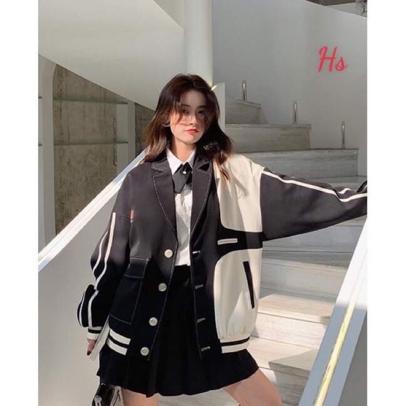 Áo khoác kaki phối trắng HS6