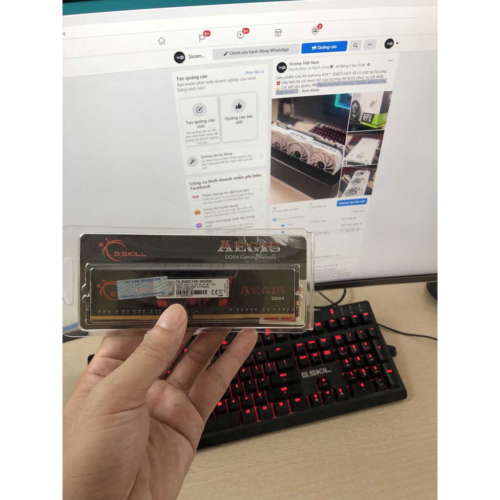 Ram DDR4 Gskill 16G/3000MHz Aegis (1x 16GB), new, bảo hành chính hãng 36 tháng