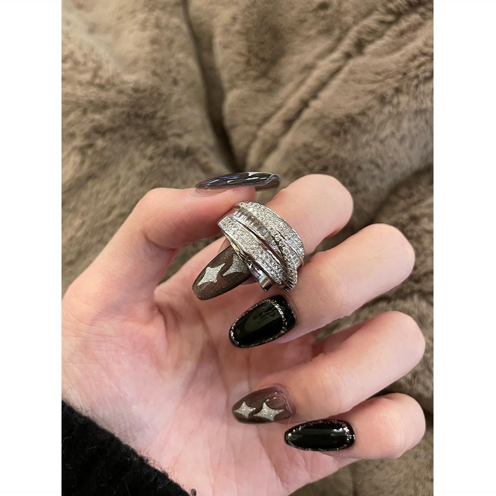 Nhẫn Bạc Đính Đá Zircon Sang Trọng Cổ Điển Có Thể Điều Chỉnh Cho Nữ