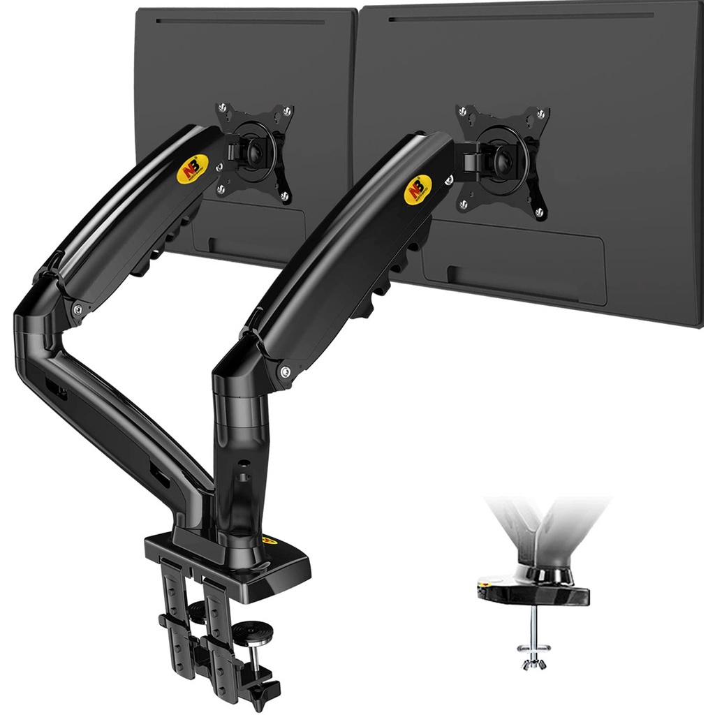 Giá treo 2 màn hình máy tính 17-27 inch cao cấp NB F160 trọng tải 9kg mỗi bên kê đỡ xoay 360 độ