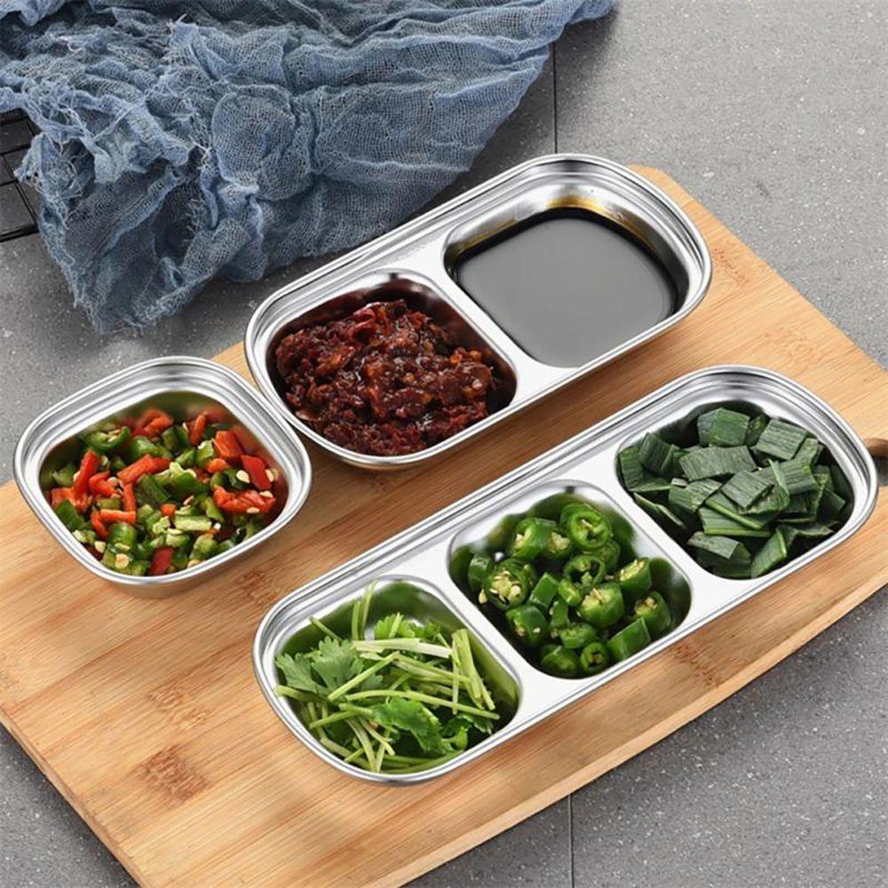 Topabc1 Đĩa Nhỏ Hình Chữ Nhật Bằng Thép Không Gỉ Đựng Nước Chấm