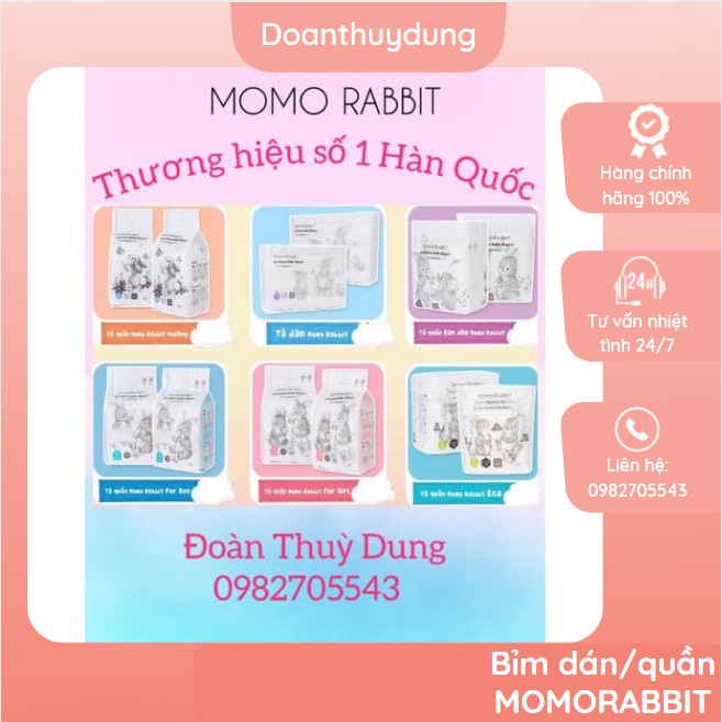 Bỉm MOMO RABBIT,Bỉm Quần/Dán Momo Rabbit Nội Địa Hàn Đủ Size S36/M32/L30/XL36 và M30/L28/XL22/XXL18