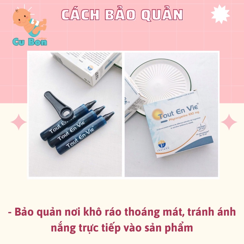 Tảo biển Tout En Vie kèm vitamin C 100mg 14ốngx15ml của Pháp dạng nước với nhiều công dụng dành cho người trưởng thành