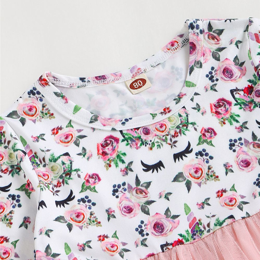 Đầm xòe MIKRDOO dáng chữ A tay dài hoạ tiết hoa nữ tính