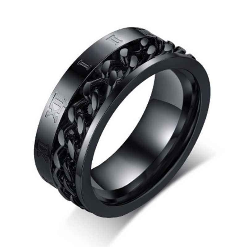 Nhẫn Thép Không Gỉ 8mm Màu Vàng / Bạc / Đen Có Xoay Dành Cho Nam