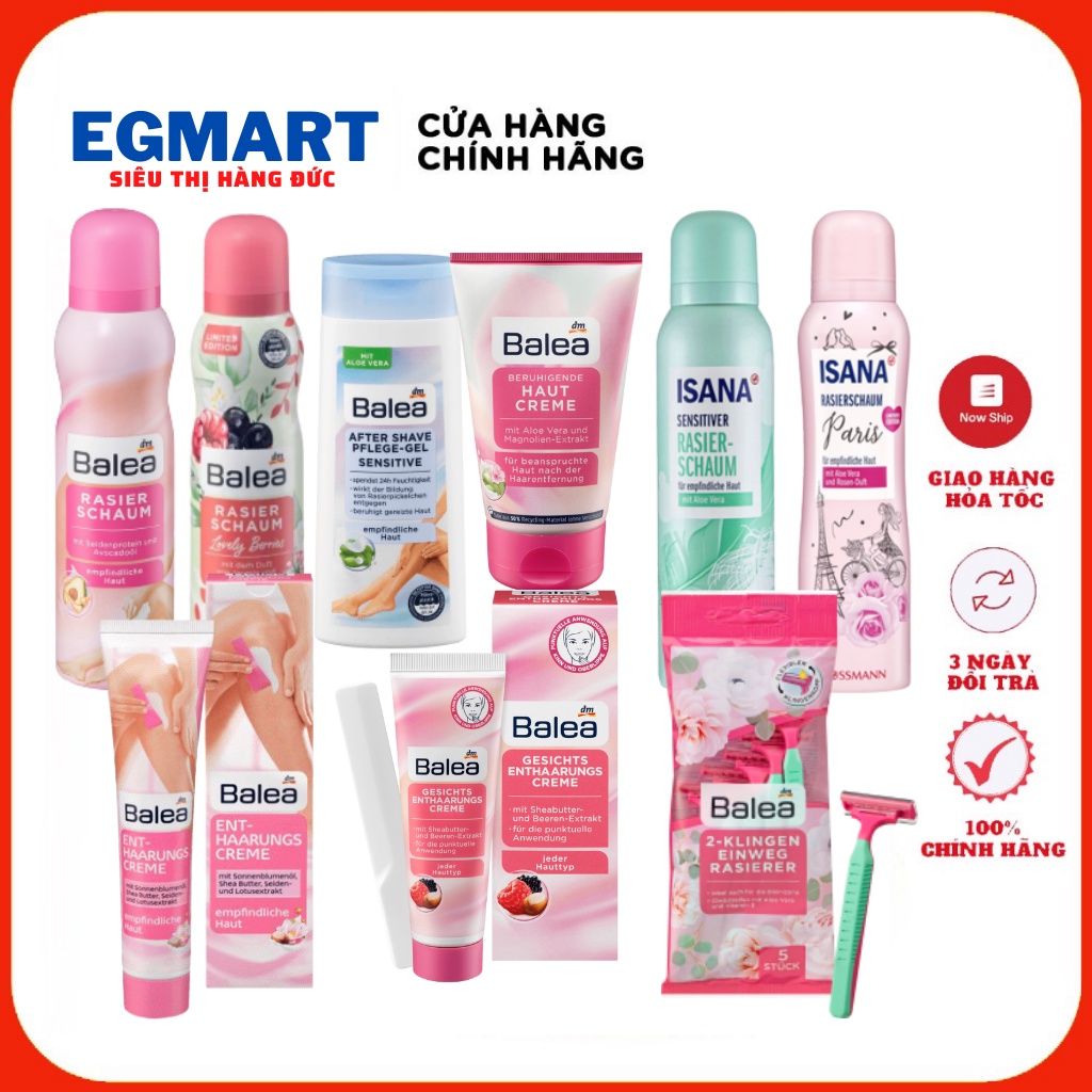 Bọt / Gel cạo lông Balea/ Isana Đức toàn thân và bikini dành cho nữ 150&amp;200ml